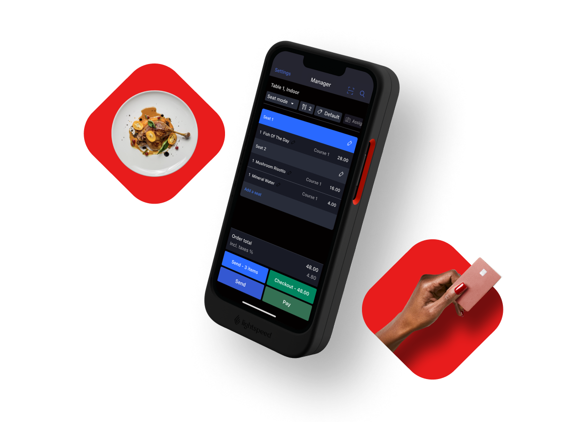 Tableside Iphone showing Lightspeed ePOS interface