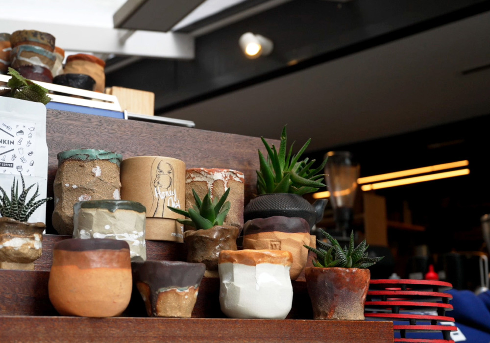 Funky handmade pottery bowls and plates by TenTo Clay