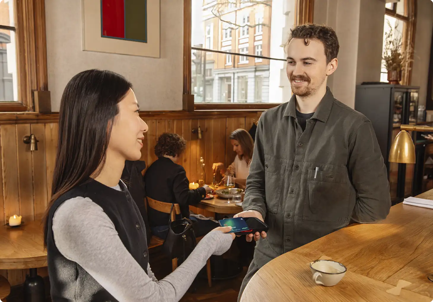 Customers in restaurant