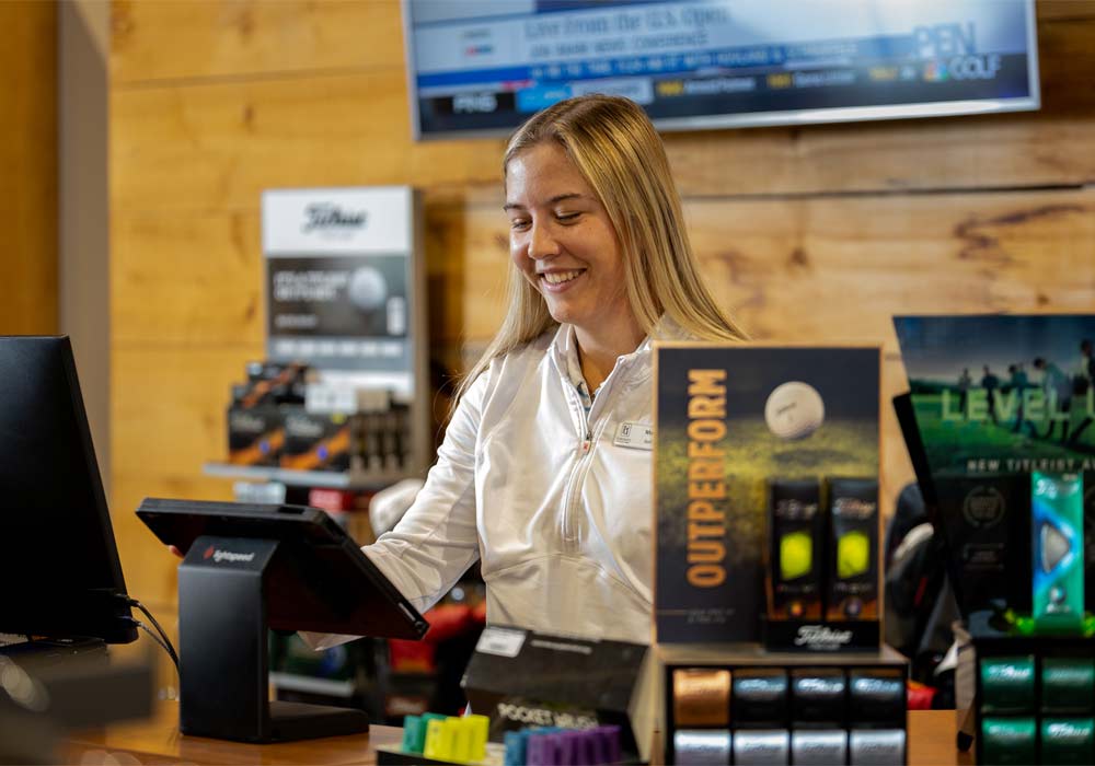 Lightspeed Golf Course Management Software being used in a golf course clubhouse