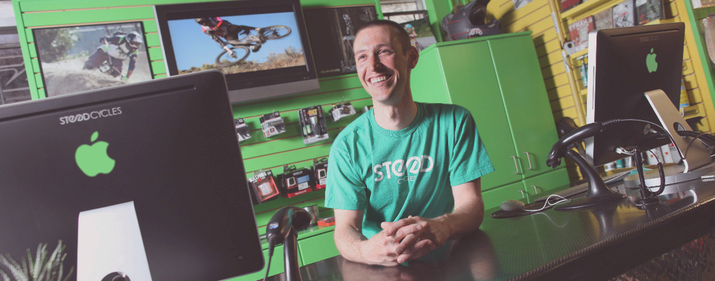 Lightspeed customer Steed Cycles merchandise