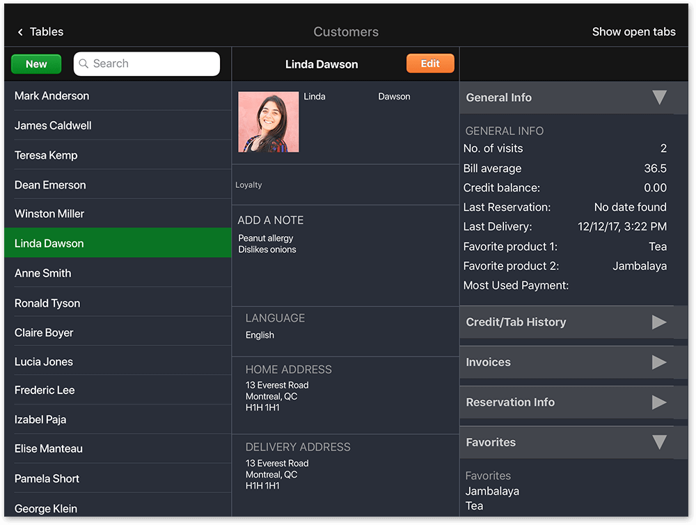 Customer profile Lightspeed Restaurant