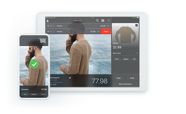 Lightspeed retail on iPad and iPhone screens