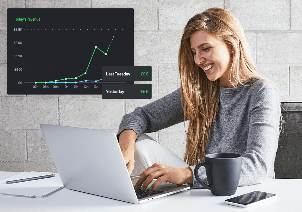 Person accessing analytics from laptop