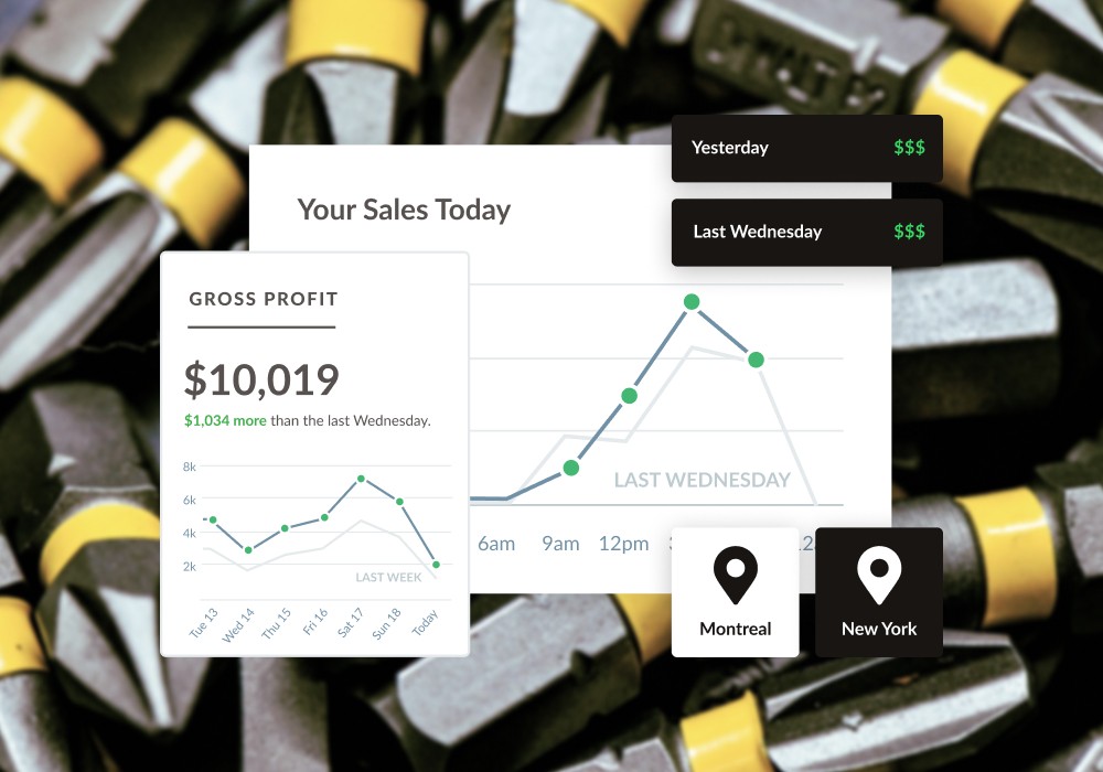 Construction material with floating modules showing reporting in Lightspeed's pos for construction.