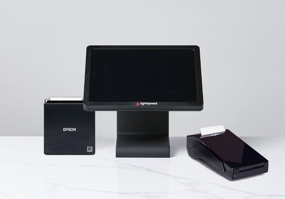 Lightspeed ePOS stand with receipt printer and card reader