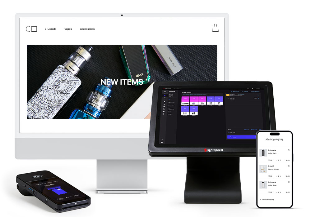 POS, iMac, iPhone and payment terminal