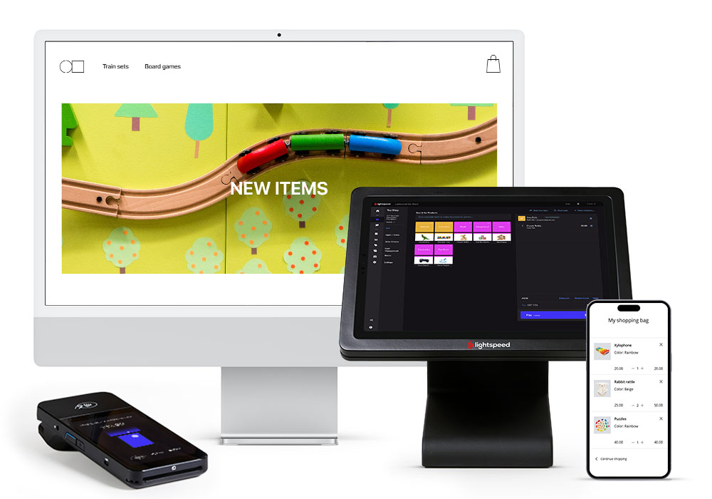 POS, iMac, iPhone and payment terminal