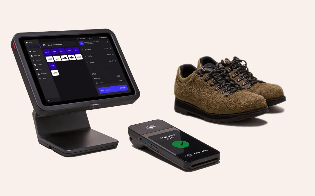 Lightspeed point of sale screen and payment terminal.