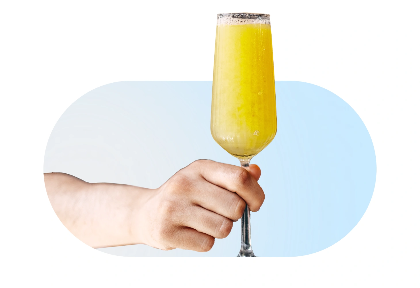 Hand holding a champagne flute