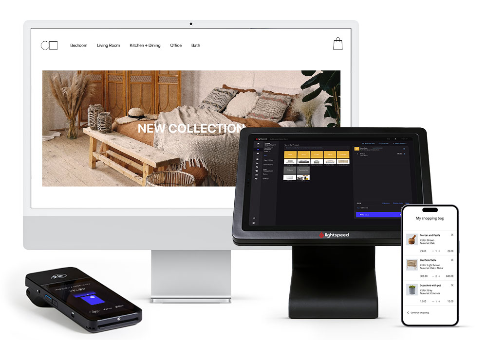 POS, iMac, iPhone and payment terminal