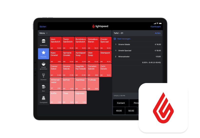An iPad screen displaying a food order