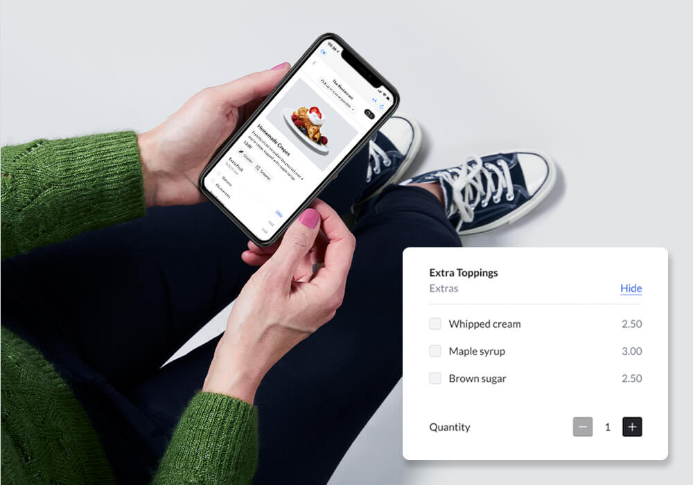 Person ordering food from their phone with Lightspeed Order Anywhere