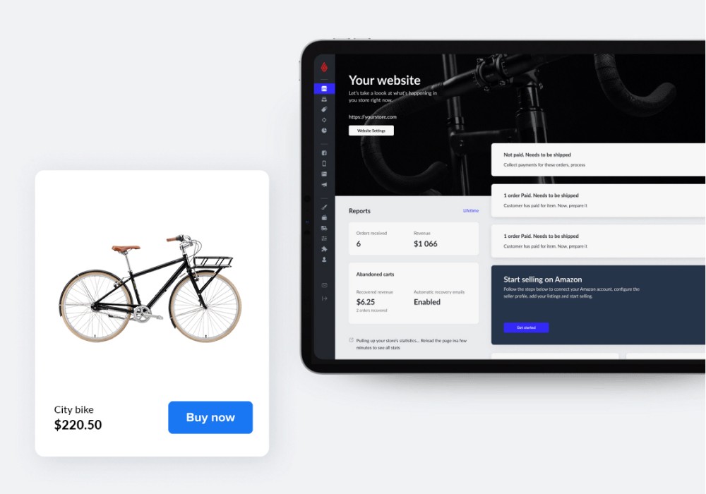 A bicycle next to a screen showing Lightspeed software