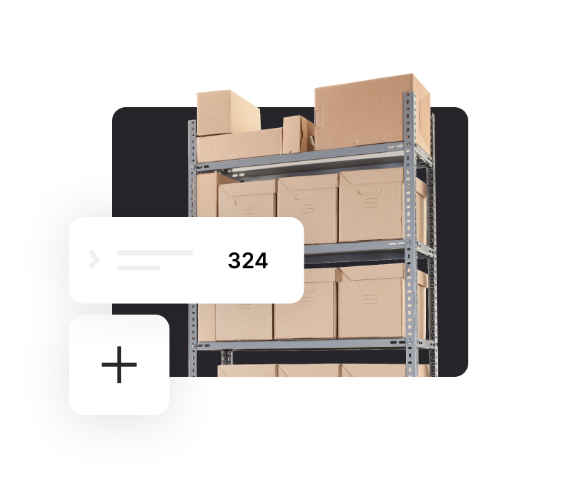 Inventory boxes on warehouse shelf: Efficient stock management