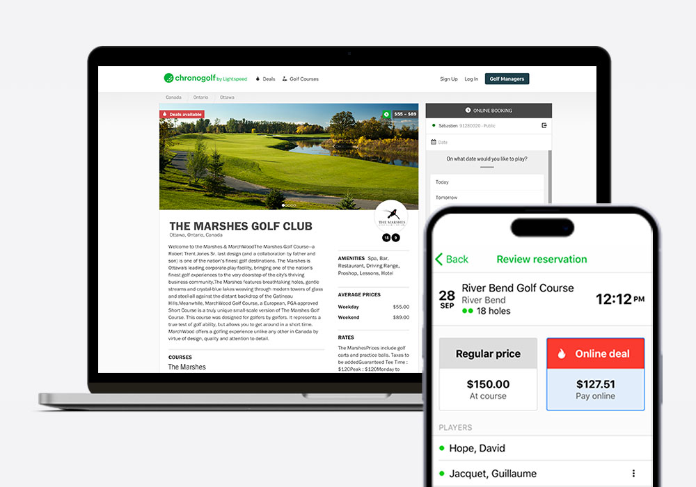 MacBook and iPhone displaying golf backend