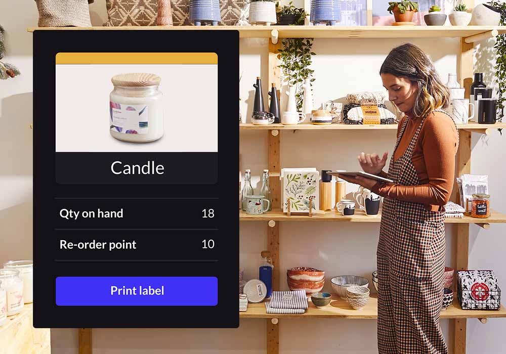 home decor shop, in the foreground retail interface
